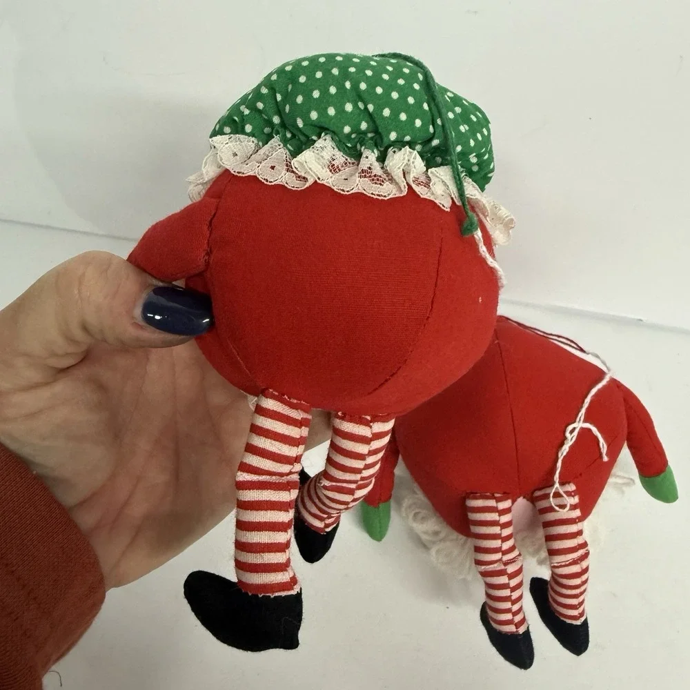 VTG Handmade Mr And Mrs Clause‎ Sleepy Santa Plush Ornaments Rollie Pollie
